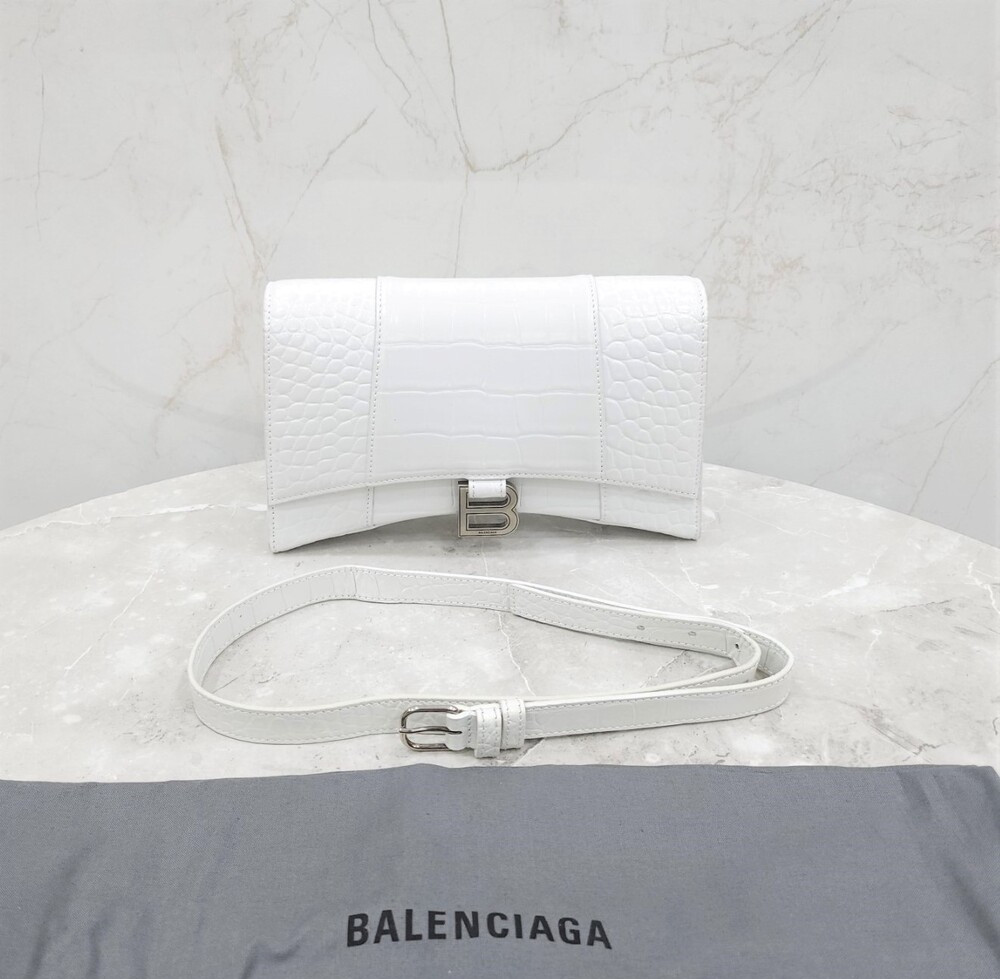 [럭스유] 발렌시아가 아워글래스 크록 엠보시드 레더 숄더백