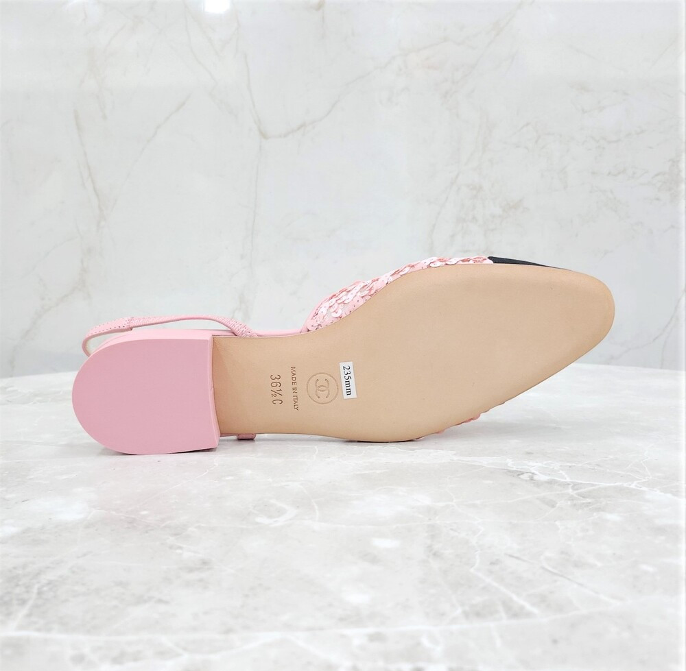 [럭스유] (새상품) 36.5 / 샤넬 핑크 슬링백 펌프스 플랫 슈즈 G31319