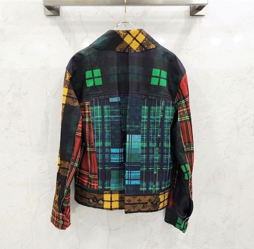 [럭스유] (새상품) 46 / 루이비통 로우 엣지 멀티체크 레더 자켓 1A98CD