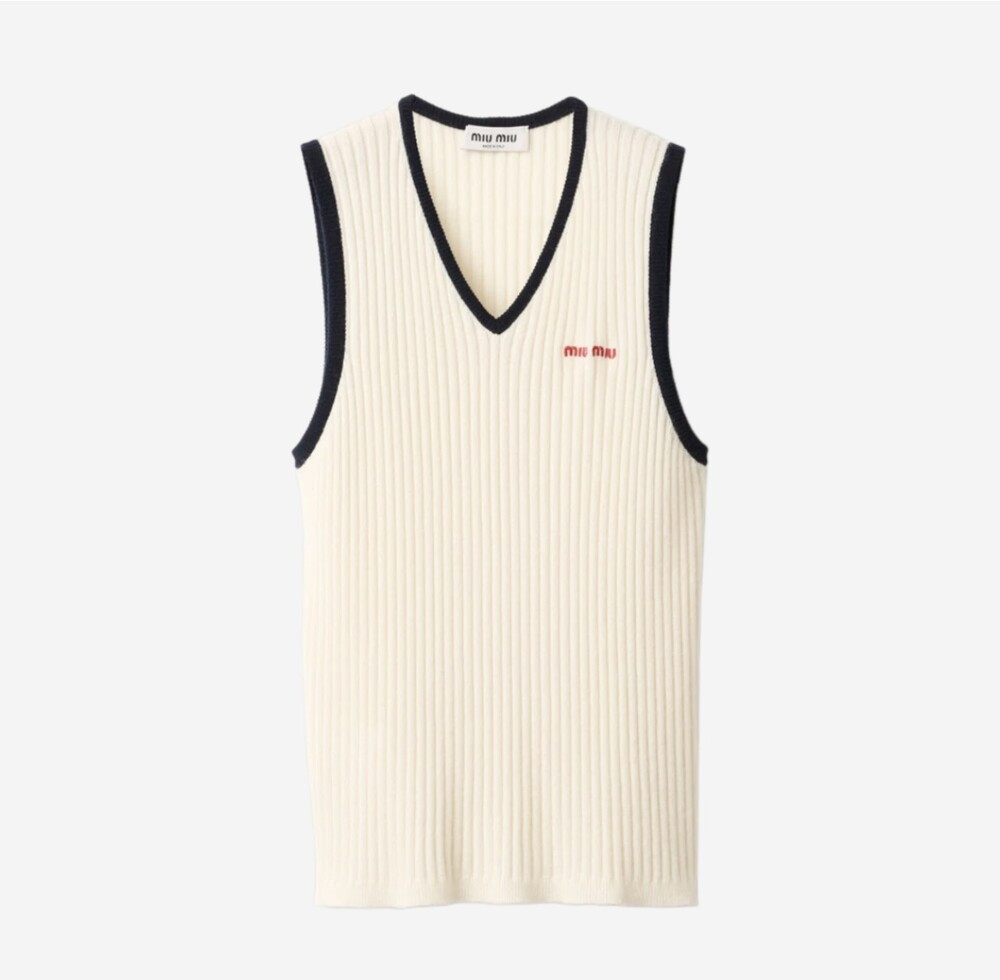 [럭스유] (새상품) 38 / 미우미우 캐시미어 베스트 내츄럴 블루 MMV254