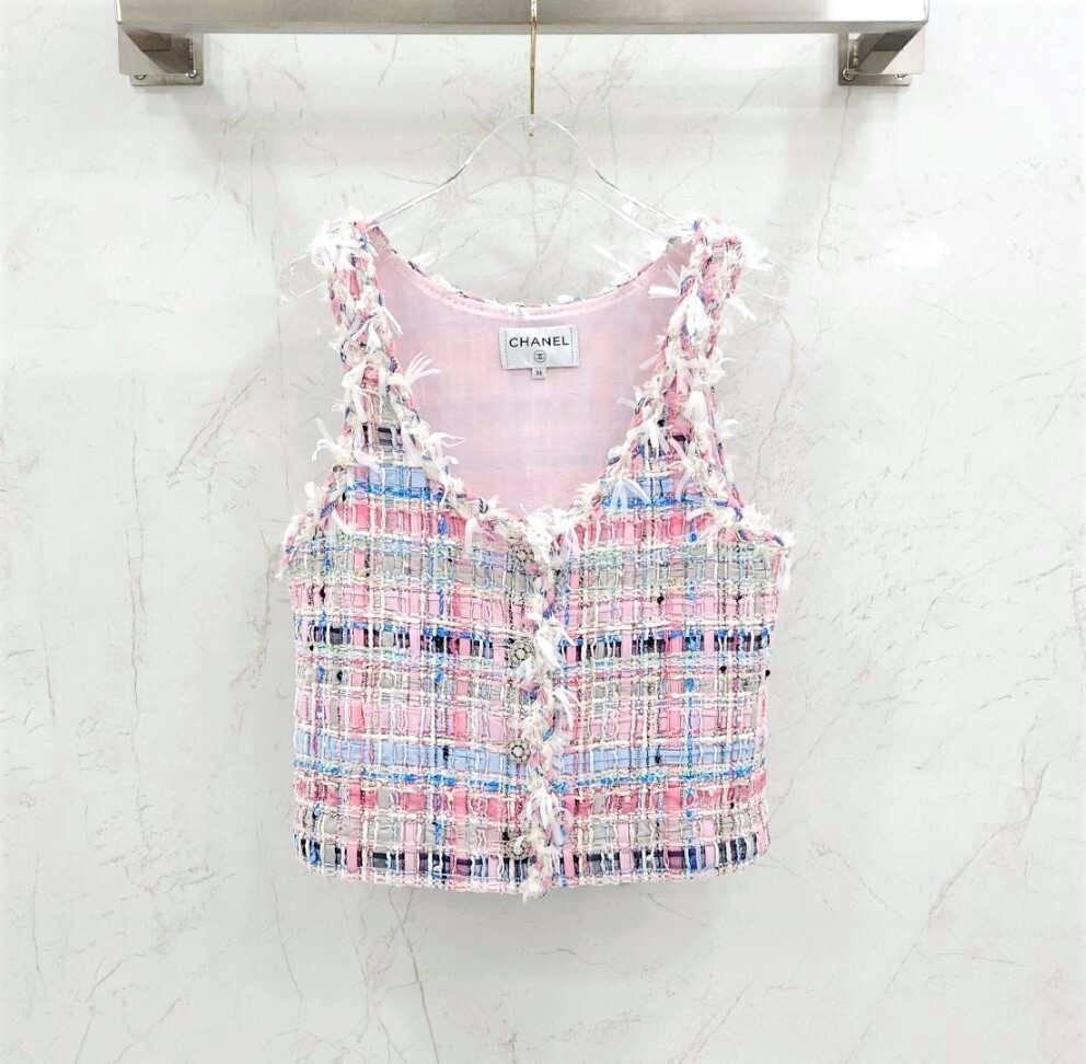 [럭스유] (새상품) 34 / 샤넬 25SS 트위드 뷔스티에 베스트 코튼 실크 P79636