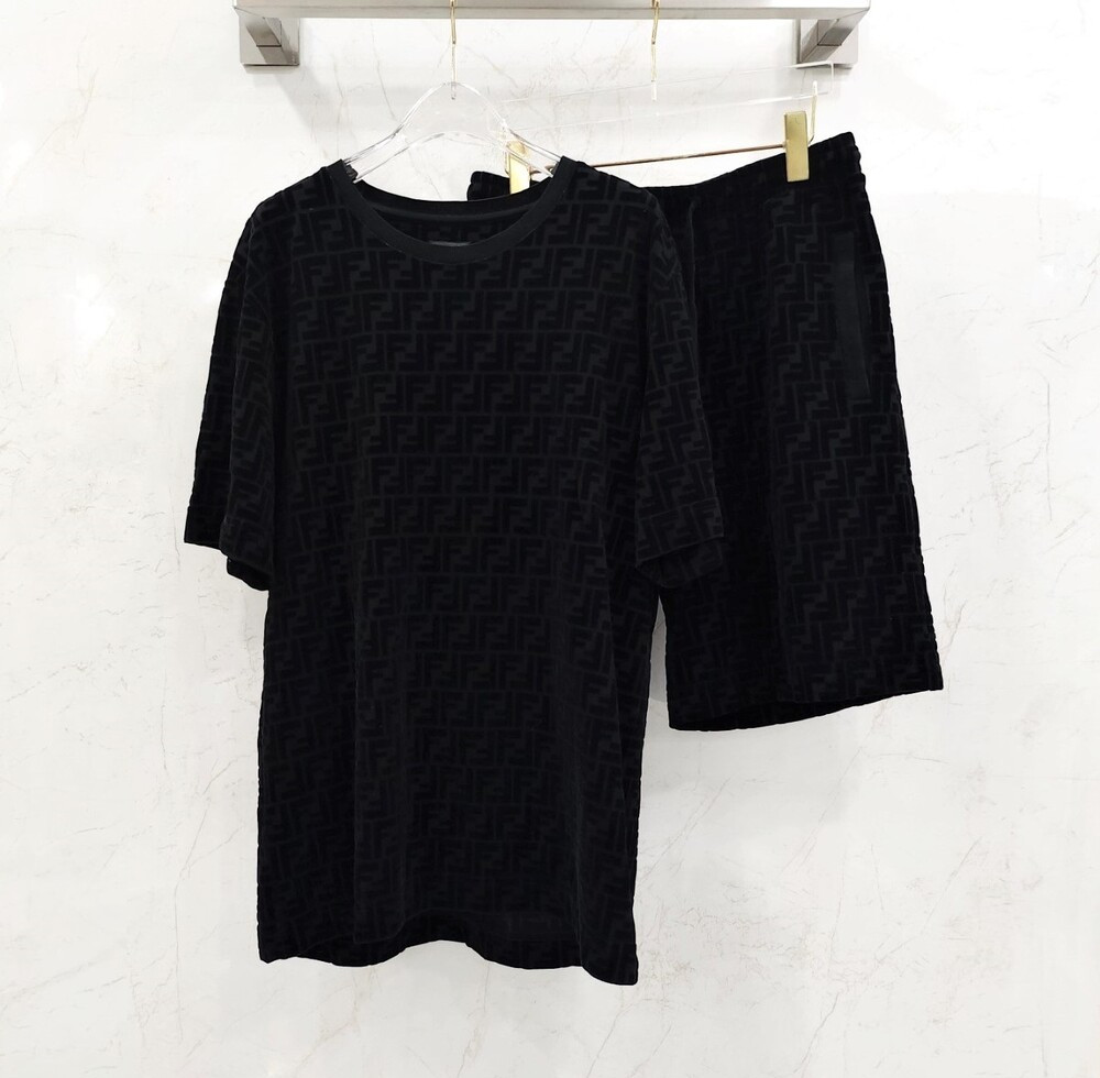 [럭스유] 48 / 펜디 FF 모티프 버뮤다 블랙 피케 팬츠 FB0689