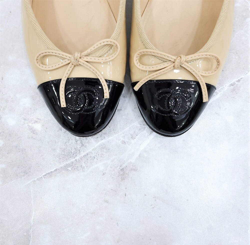 [럭스유] 36.5 / 샤넬 CC 로고 발레리나 플랫 슈즈 G02819