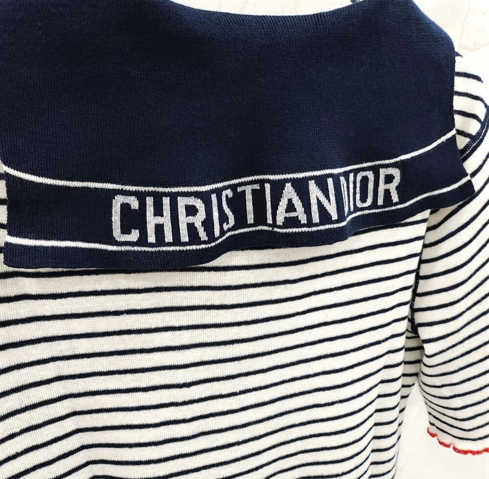 [럭스유] 40 / 디올 리비에라 마리니에르 모티프 스웨터 니트 반팔 444S67AM785