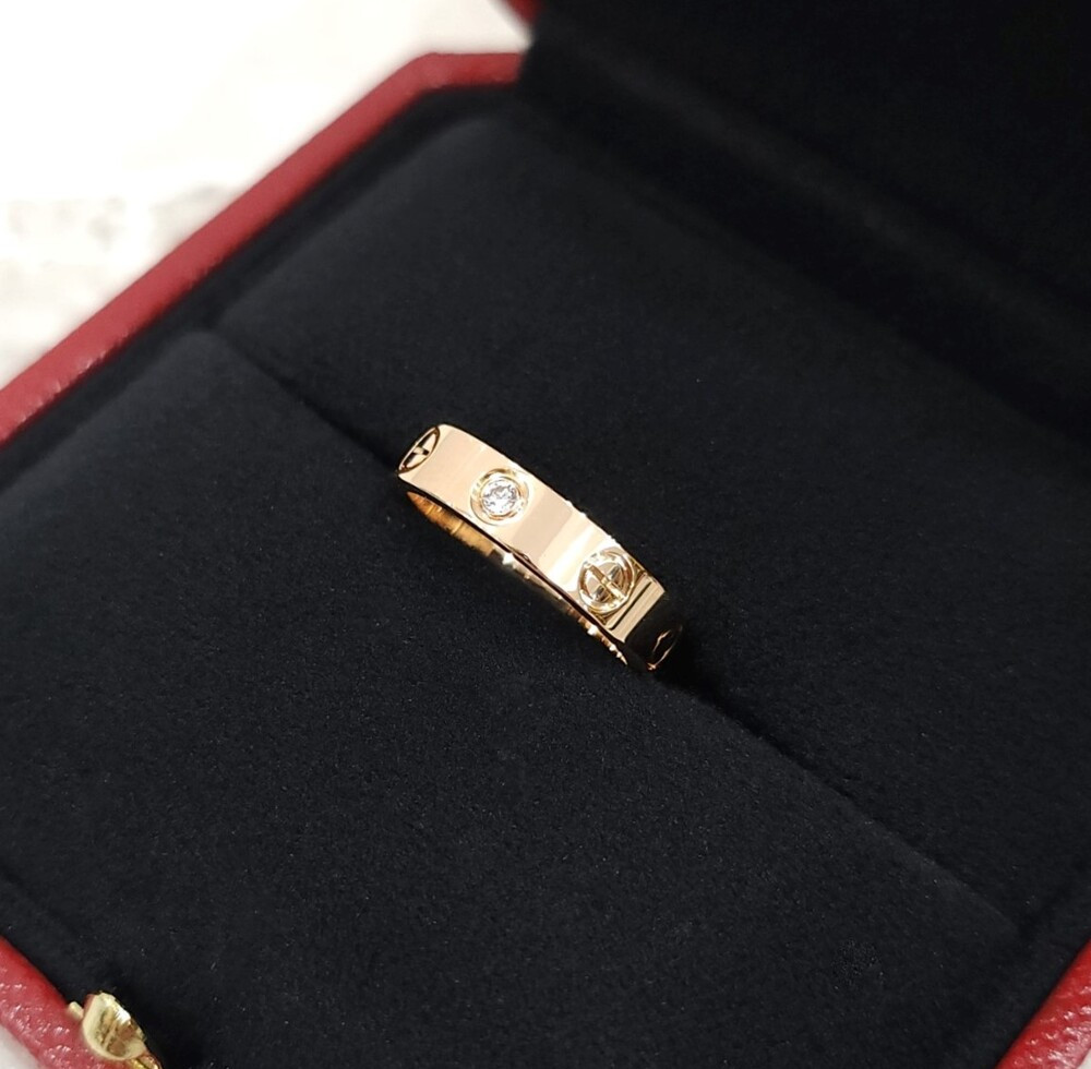 [럭스유] 까르띠에 다이아 1P 러브밴드 링 18K 로즈골드 47호