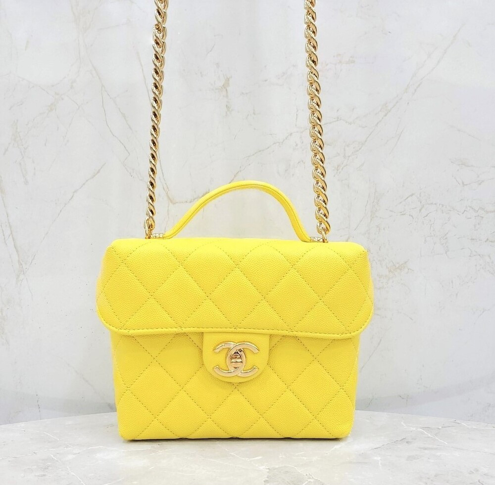 [럭스유] 샤넬 옐로우 코스메틱 케이스 탑핸들 숄더백 신형내장칩 AS3729