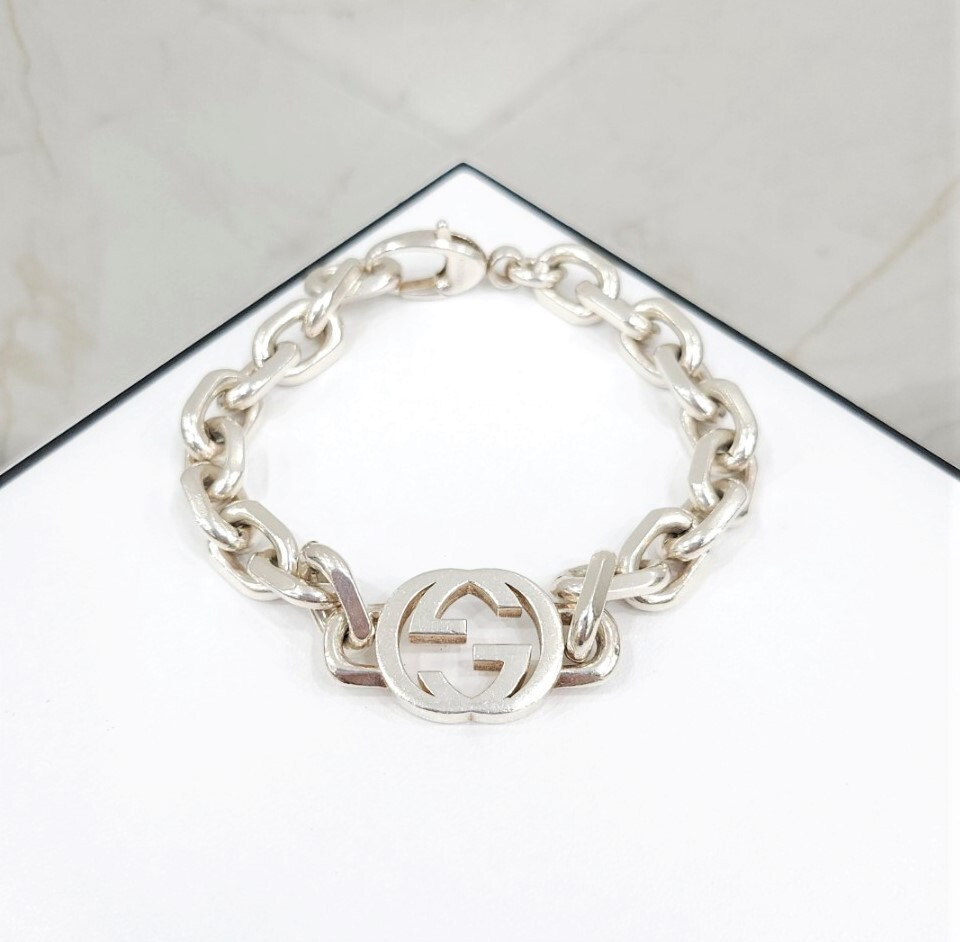[럭스유] 구찌 GG 인터로킹 체인 실버 팔찌 18호 627068
