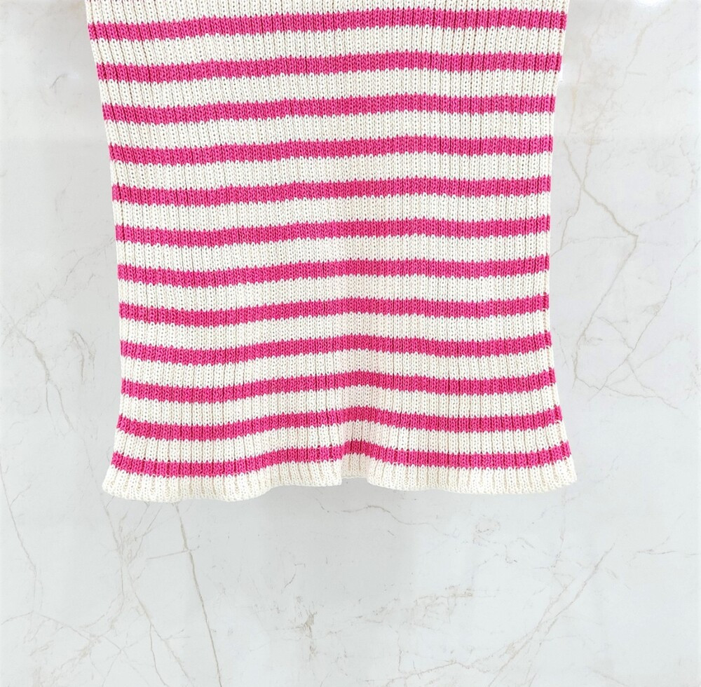 [럭스유] (새상품) 36 / 디올 리비에라 스트라이프 반소매 니트 핑크 244S15PO730