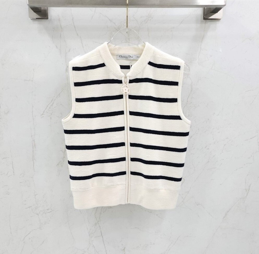 [럭스유] (새상품) 38 / 디올 리비에라 테리 니트 지퍼 베스트 544G14A7801