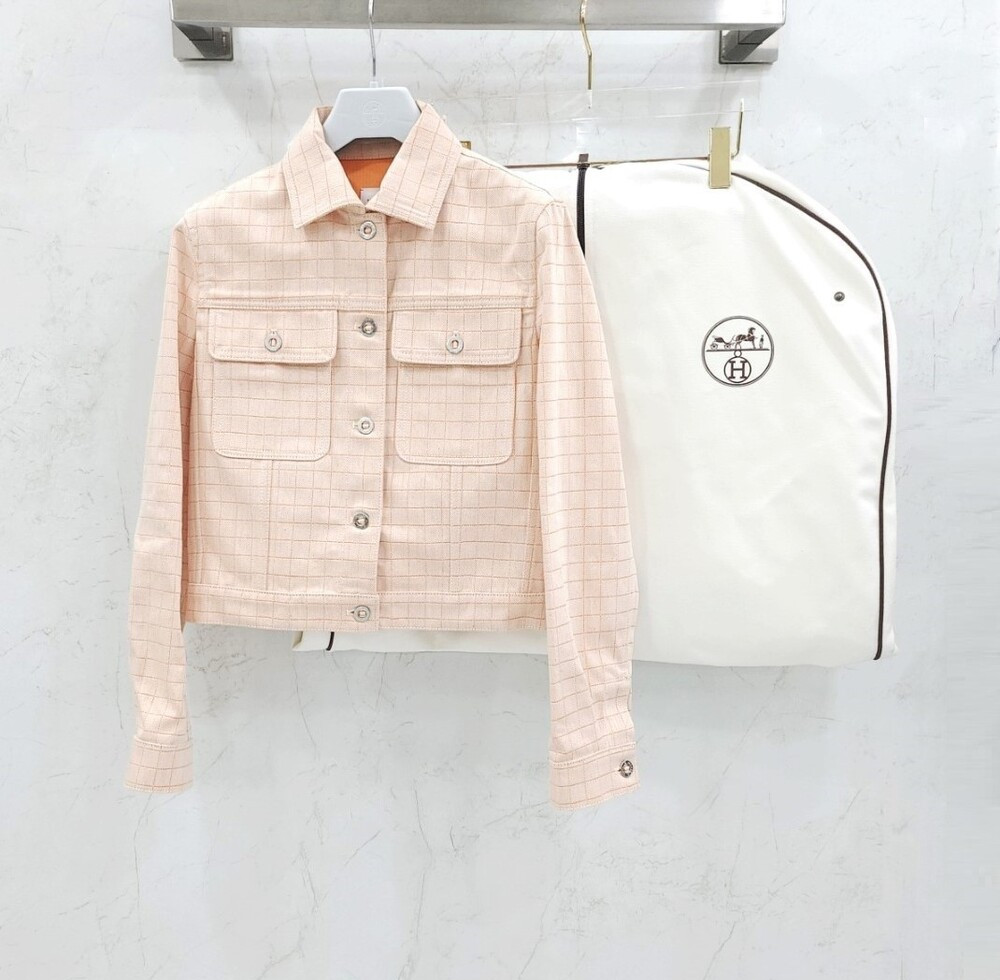 [럭스유] (새상품) 34 / 에르메스 태터샐 체크 코튼 자켓 H5H0251DGA334