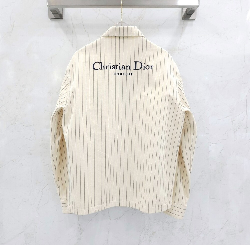 [럭스유] 46 / 디올 꾸뛰르 스트라이프 로고 자수 셔츠 자켓