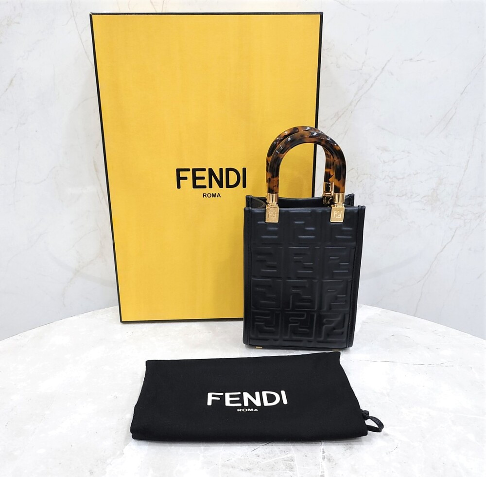 [럭스유] 펜디 블랙 미니 선샤인 FF 쇼퍼 레더백