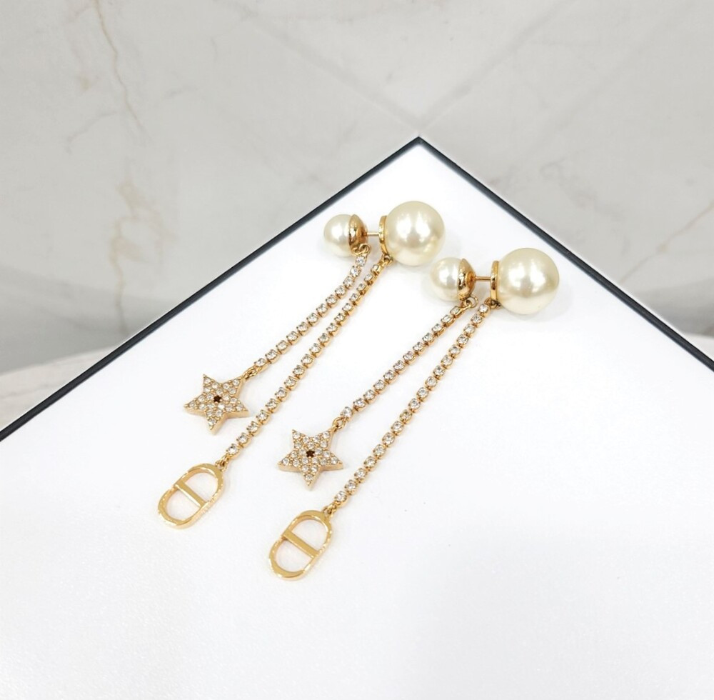 [럭스유] (새상품) 디올 트라이벌 크리스탈 스타 진주 귀걸이 E1270TRICY