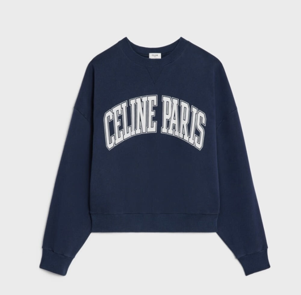 [럭스유] XS / 셀린느 네이비 로고 오버사이즈 맨투맨 2Y64G510Z