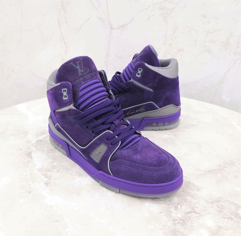 [럭스유] (새상품) 8 / 루이비통 한정판 LV 퍼플 트레이너 하이탑 스니커즈