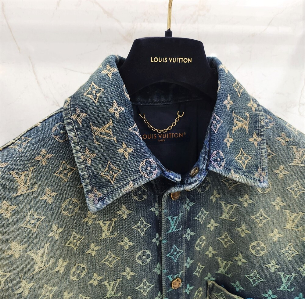 [럭스유] S / 루이비통 레인보우 모노그램 데님 반팔 셔츠