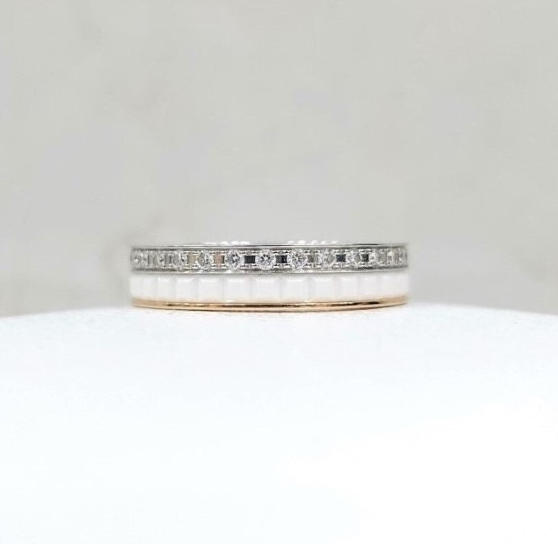 [럭스유] 부쉐론 콰트로 화이트 에디션 웨딩밴드 링 46호