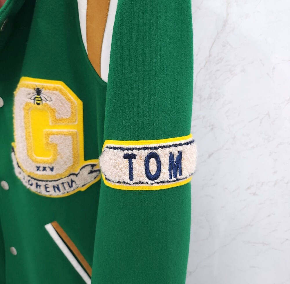 [럭스유] 46 / 구찌 그린 펠트 타이거 패치 블루종 자켓