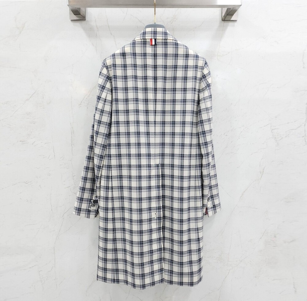 [럭스유] 38 / 톰브라운 그레이 타탄 체크 히든절개 싱글 여성 코트