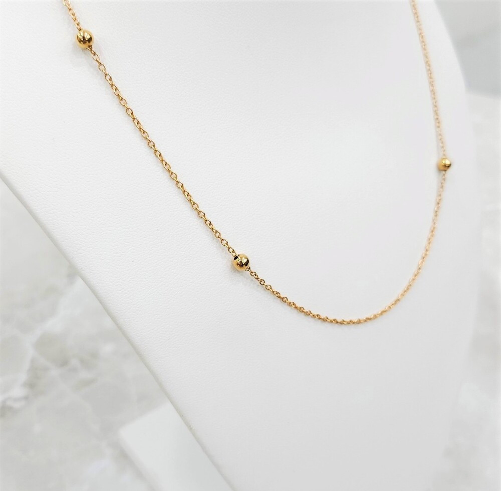 [럭스유] (새상품) 프라다 삼각로고 골드볼 목걸이