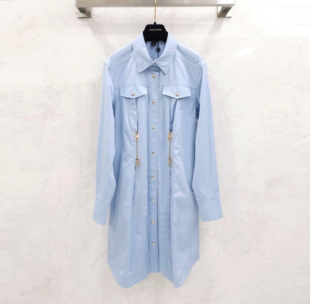 [럭스유] (새상품) 38 / 루이비통 지퍼 웨이스트 셔츠 드레스 원피스 1AFDF8