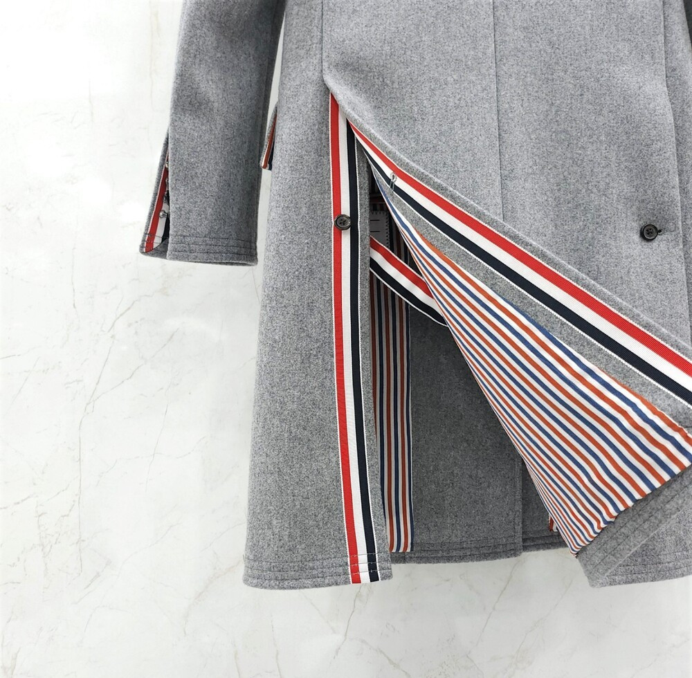 [럭스유] (새상품) 36 / 톰브라운 그레이 삼선 울 코트 F0C300A