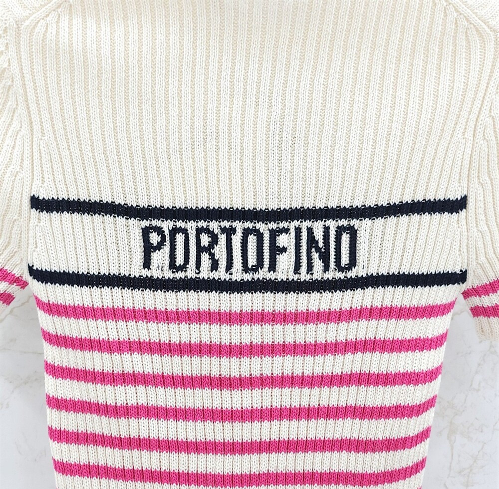 [럭스유] (새상품) 36 / 디올 리비에라 스트라이프 반소매 니트 핑크 244S15PO730