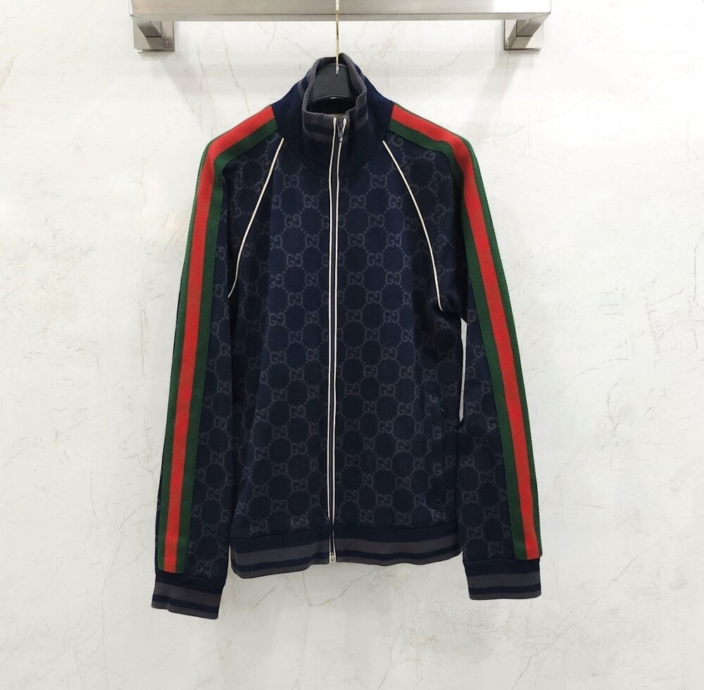 [럭스유] M / 구찌 GG 저지 코튼 집업 자켓 695955