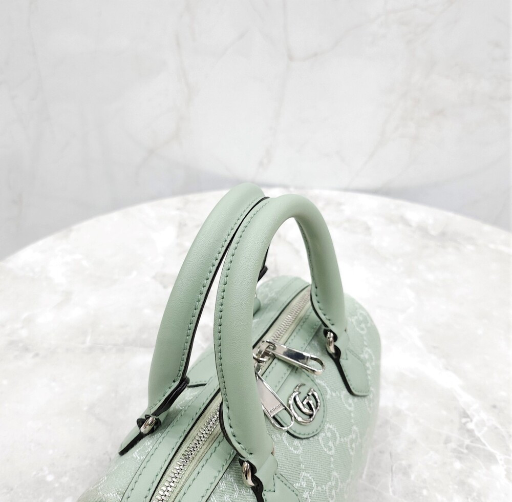 [럭스유] 구찌 오피디아 GG 미니 탑핸들 백 페일 그린 데님 772053