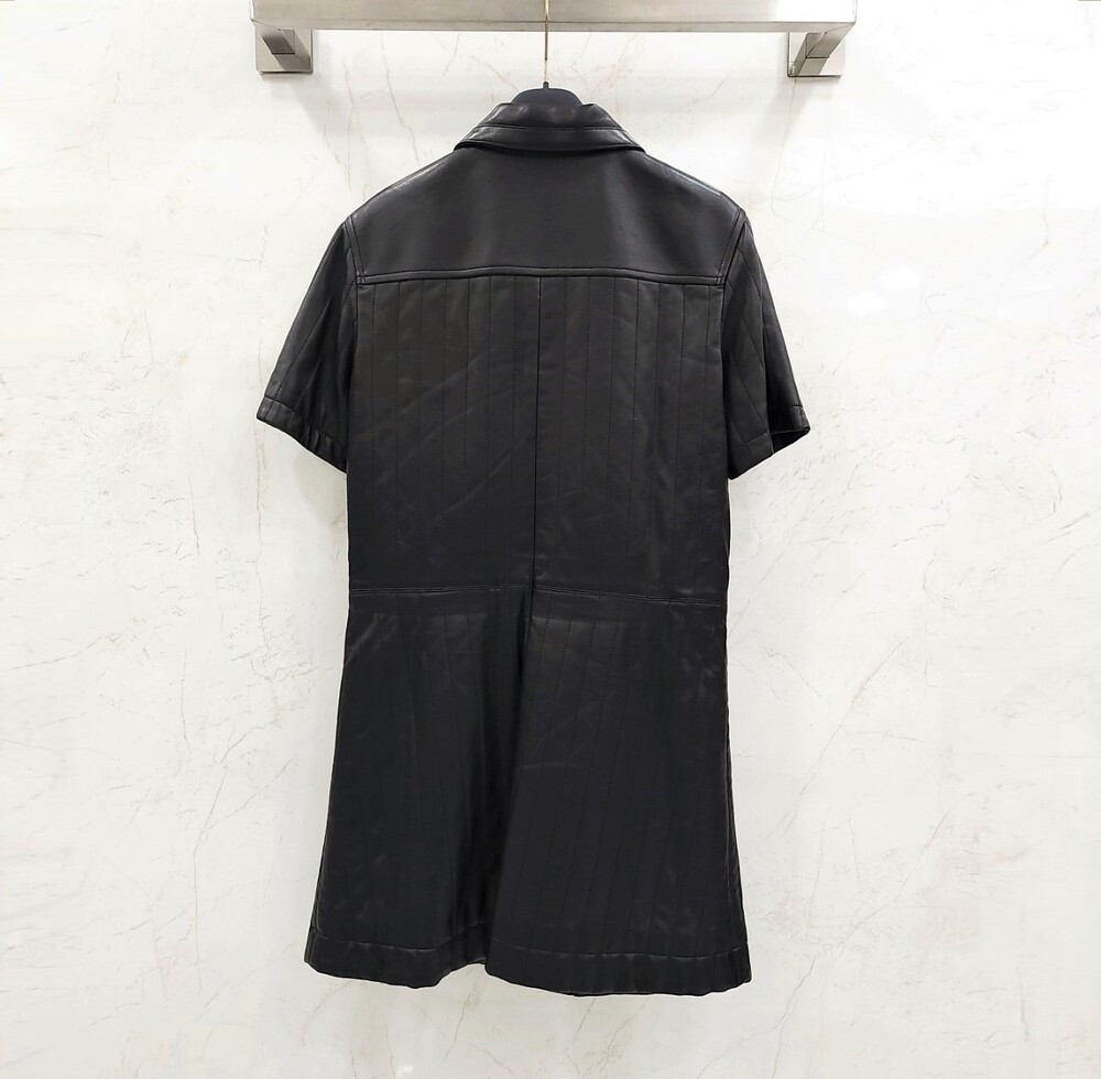 [럭스유] (새상품) 36 / 루이비통 핀 스트라이프 레더 집업 원피스