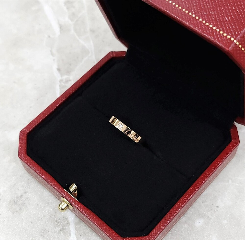 [럭스유] 까르띠에 C 드 다이아 1P 웨딩링 18K 핑크골드 48호