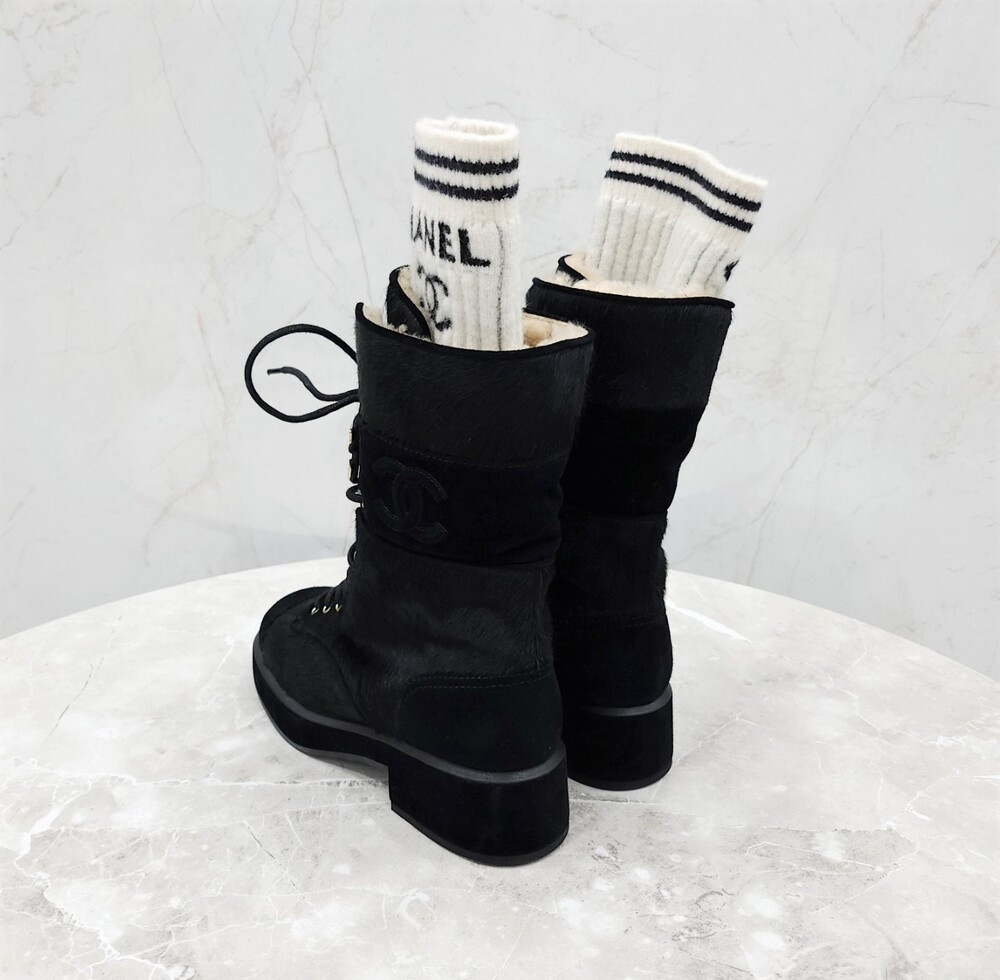 [럭스유] (새상품) 38 / 샤넬 CC 레그워머 송치 부츠