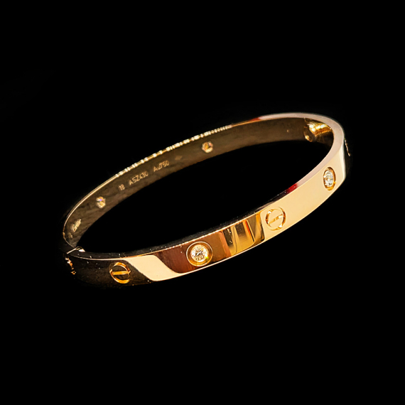 까르띠에 러브 브레이슬릿 4P 다이아 18K 로즈골드 팔찌 18호 전시상품급 B60360