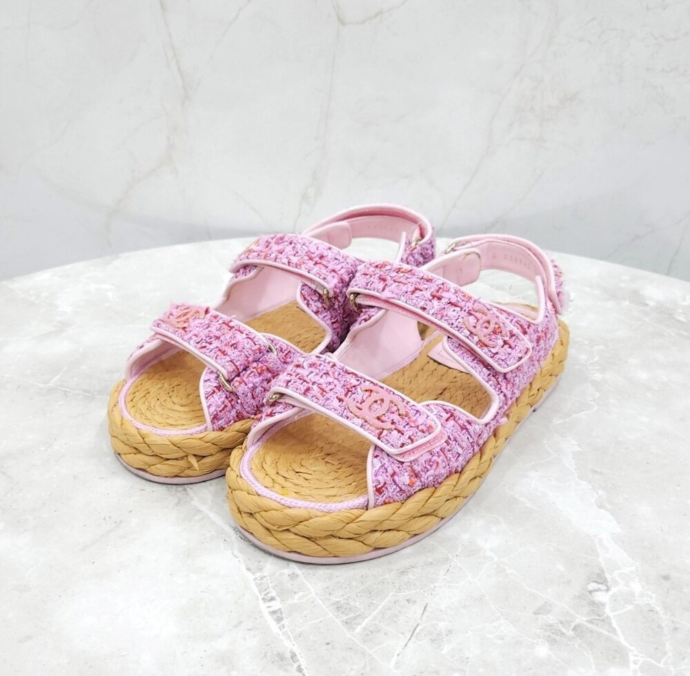 [럭스유] 38 / 샤넬 트위드 샌들 라이트핑크 G38945