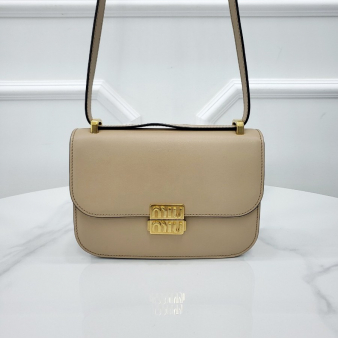 [미다스] 미우미우 로고 레더 숄더백 5BD254 샌드 베이지