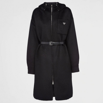 [미다스] 프라다 캐시고라 벨트 후드 코트 블랙 P629PK 44 새상품