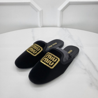 [미다스] 미우미우 벨벳 슬리퍼 블랙 36 5S104E