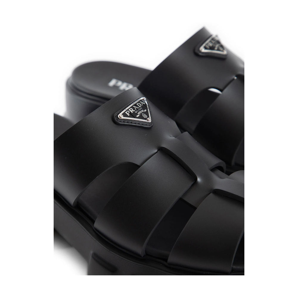 프라다 모노리스 러버 삼각로고 뮬 슬리퍼 블랙 1XX751 3LKK F0002