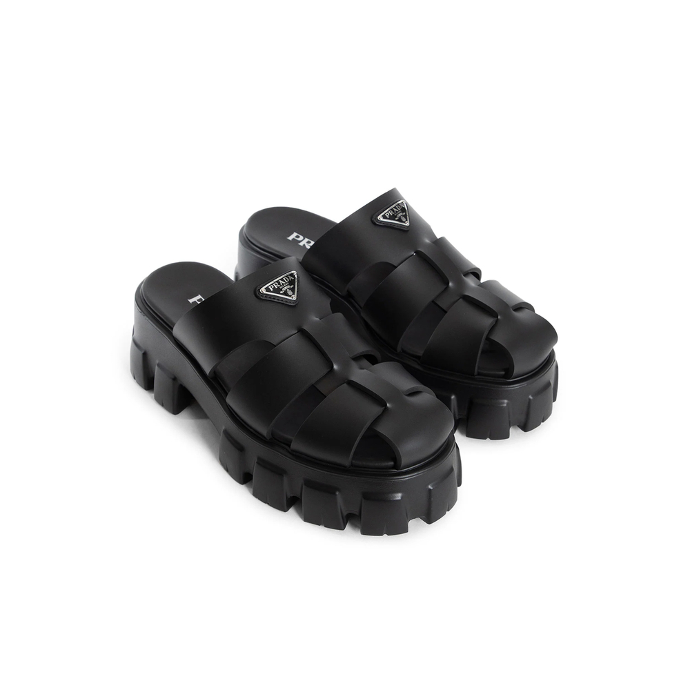 프라다 모노리스 러버 삼각로고 뮬 슬리퍼 블랙 1XX751 3LKK F0002