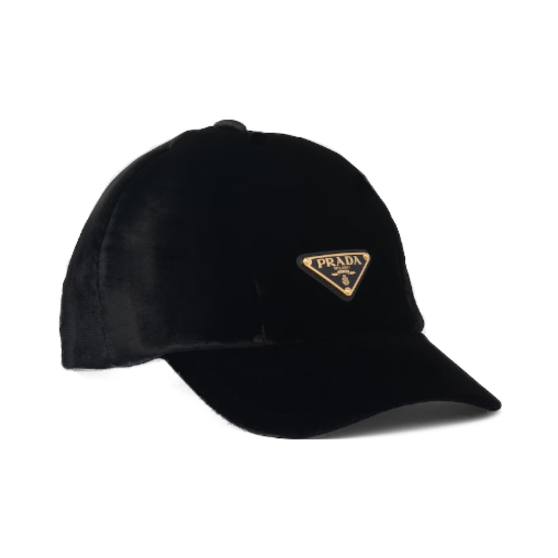 프라다 삼각로고 벨벳 볼캡 금장 블랙 1HC336 068 F0002
