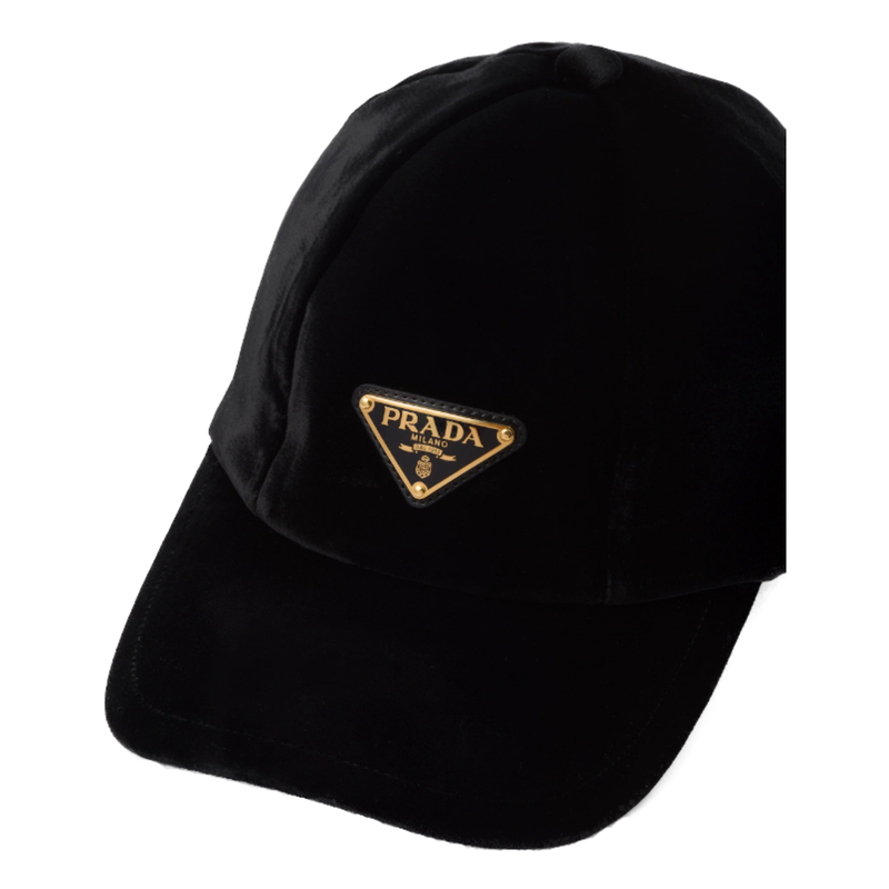 프라다 삼각로고 벨벳 볼캡 금장 블랙 1HC336 068 F0002