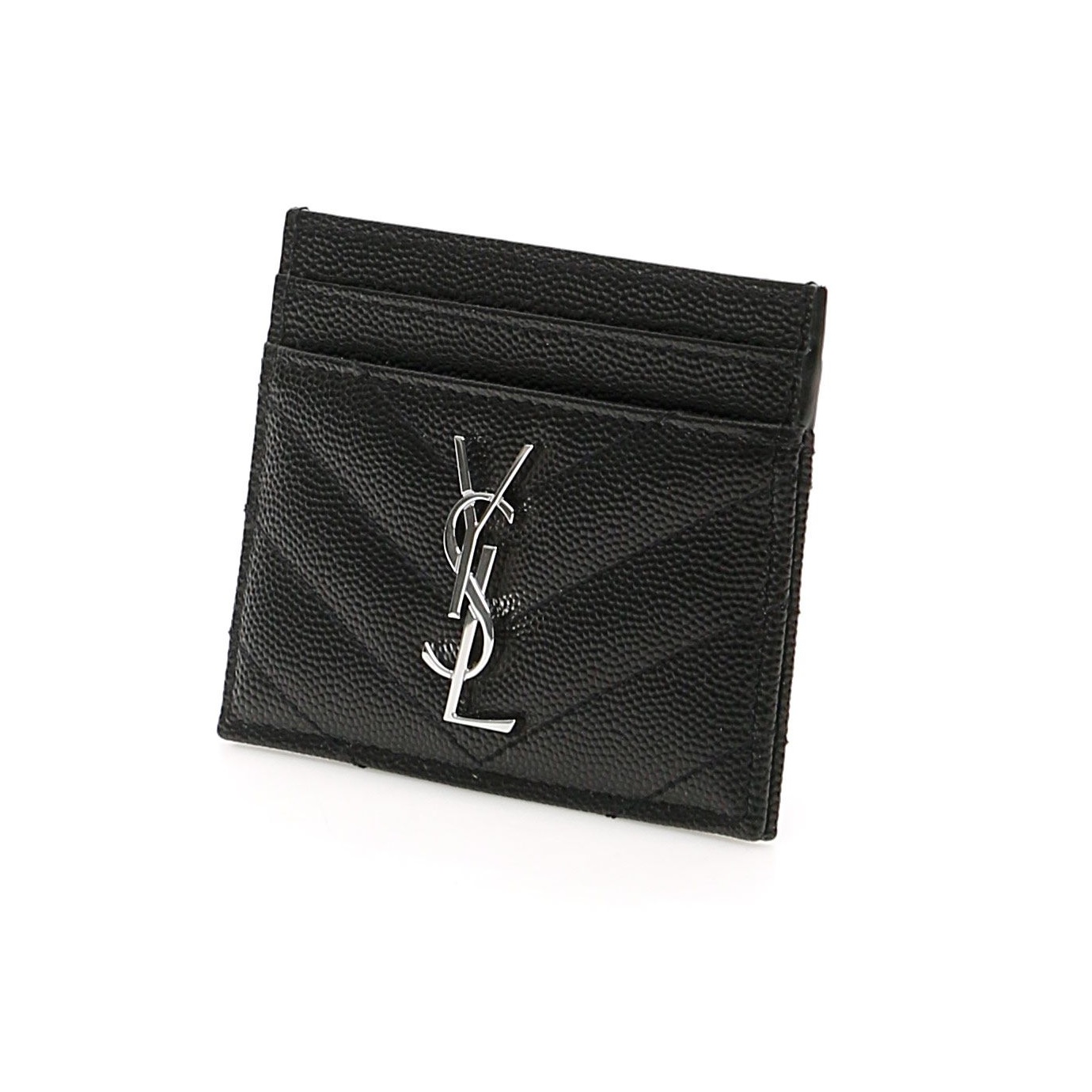 생로랑 모노그램 마틀라세 카드 지갑 블랙 은장 423291 BOW02 1000