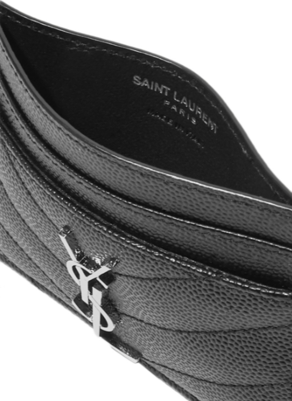 생로랑 모노그램 마틀라세 카드 지갑 블랙 은장 423291 BOW02 1000