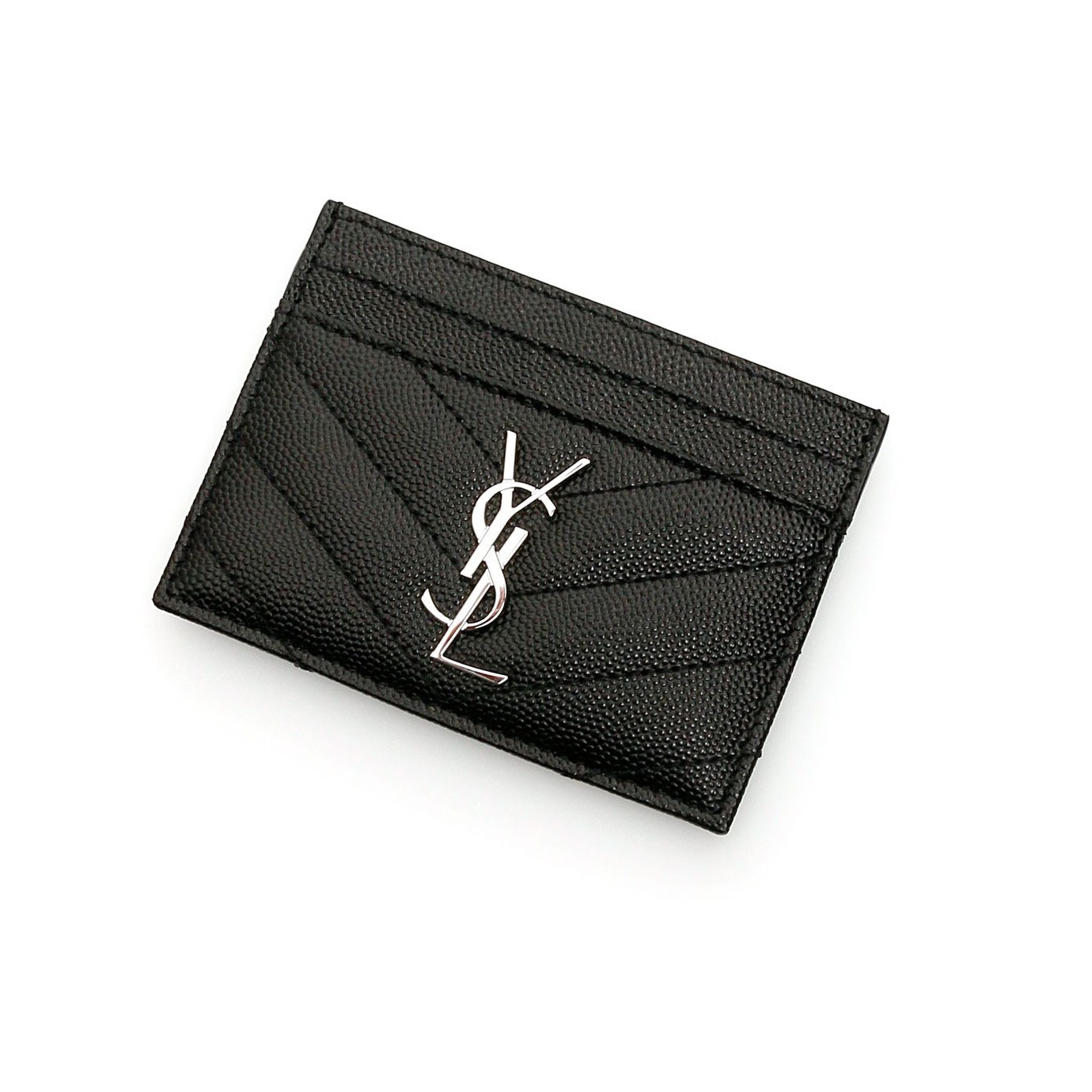 생로랑 모노그램 마틀라세 카드 지갑 블랙 은장 423291 BOW02 1000