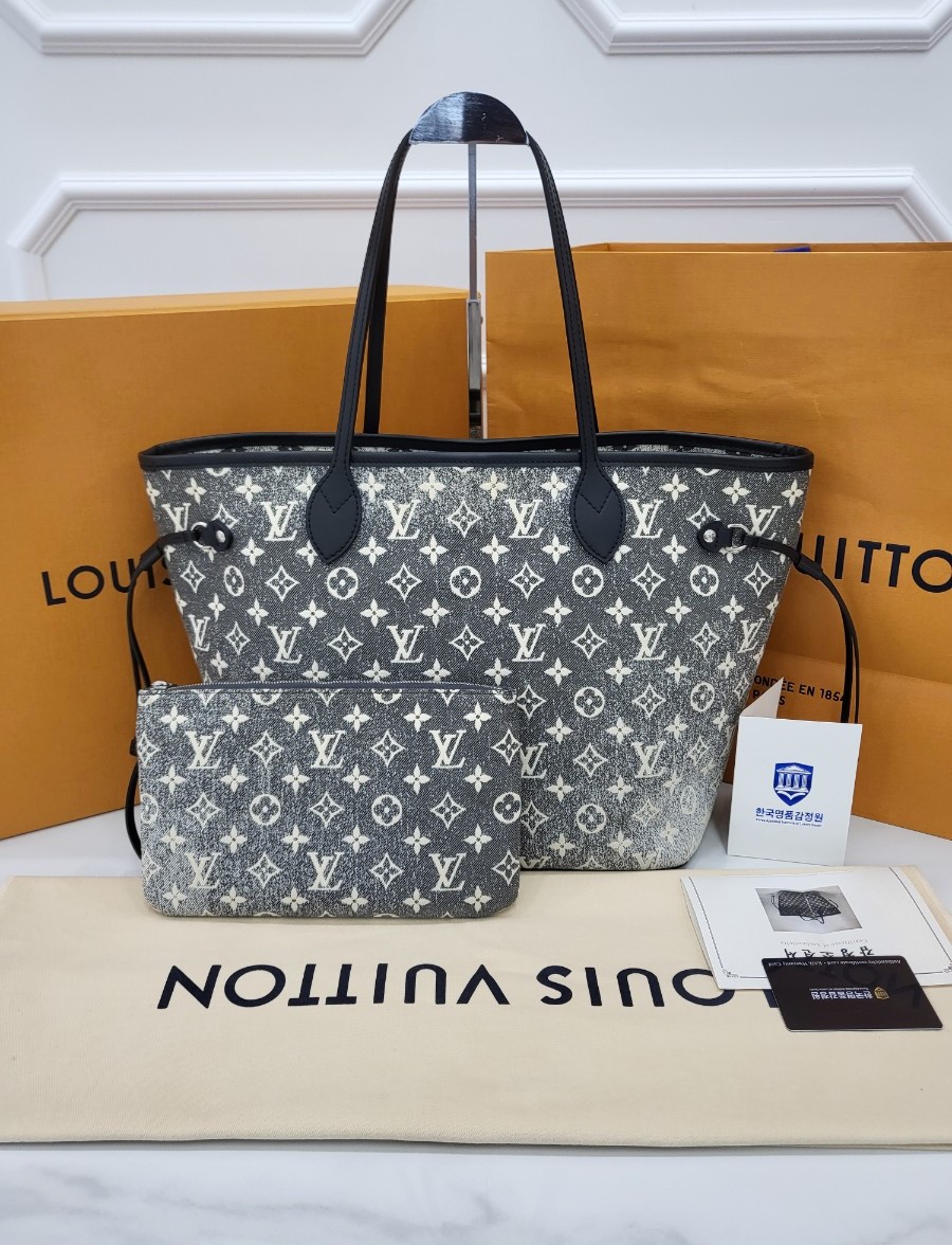 [미다스]루이비통 네버풀 MM 데님 자카드 모노그램 그레이 M24164