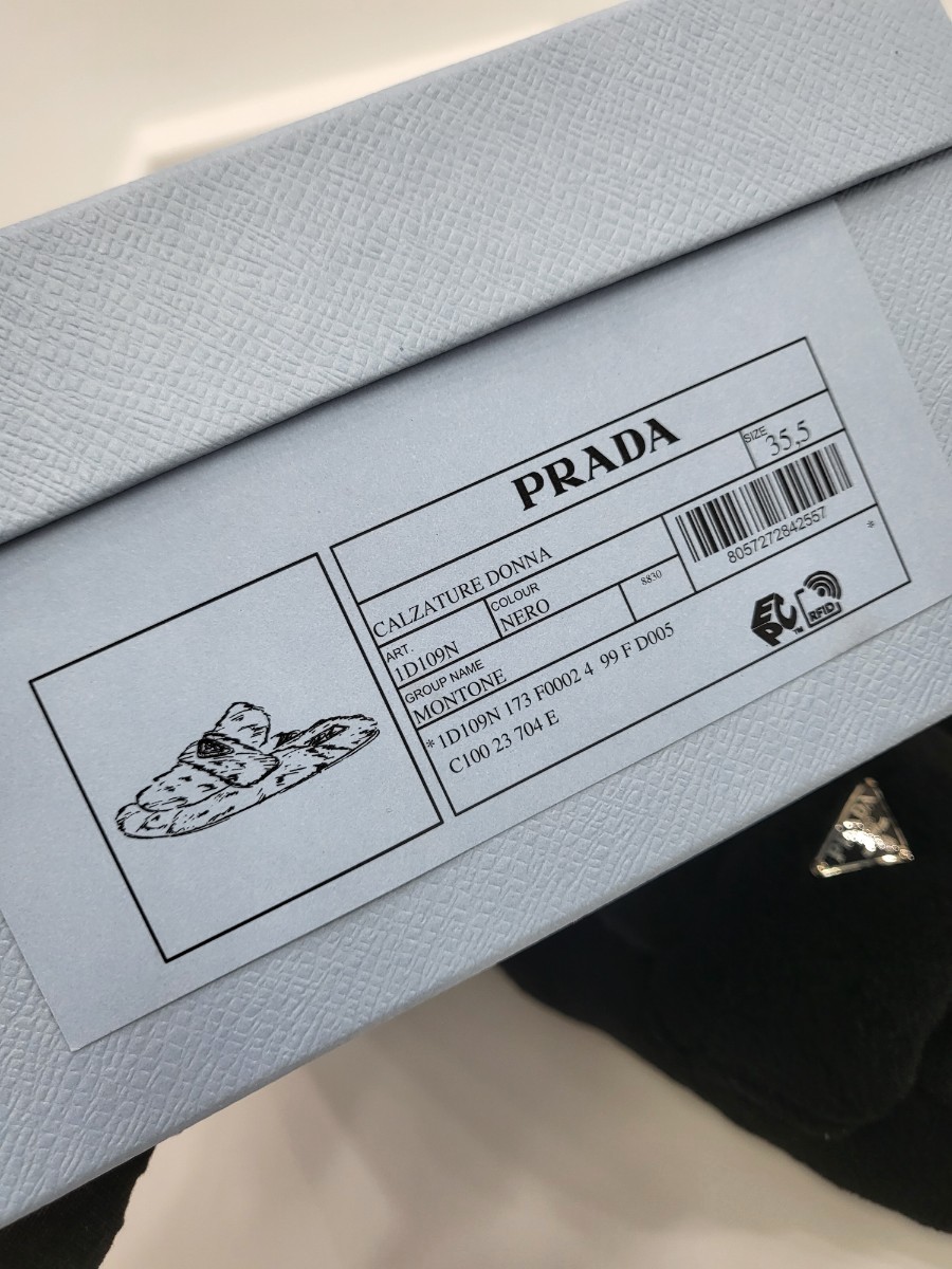 [미다스] 프라다 삼각로고 시어링 뮬 블랙 1D109N 35.5 새상품