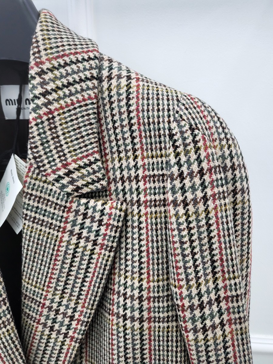 [미다스] 미우미우 오버사이즈 플래드 코트 러스트 38 MS1921