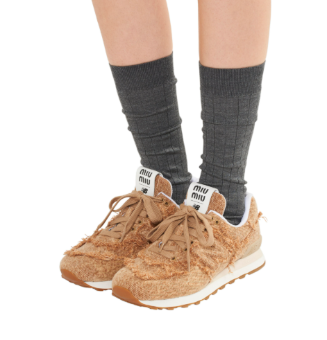 [미다스] 미우미우 X 뉴발란스 574 데님 스니커즈 코냑 36