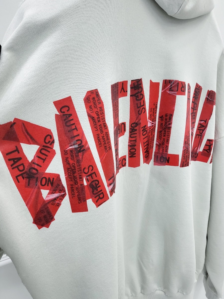 [미다스] 발렌시아가 시큐리티 테이프 후드 집업 더티 화이트 826162