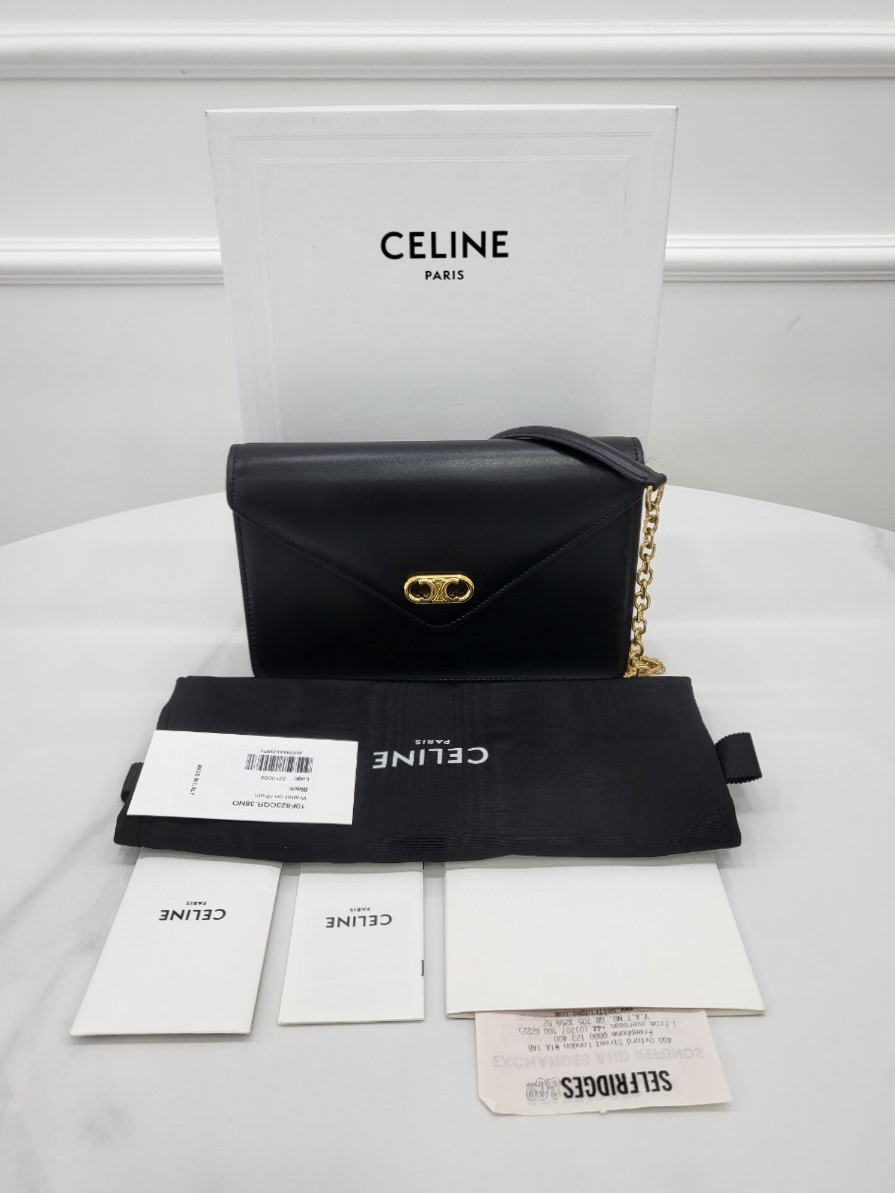 [미다스] 셀린느 메일론 월렛 온 체인 숄더백 블랙 10F823CQR